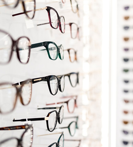 frames in optometry clinic